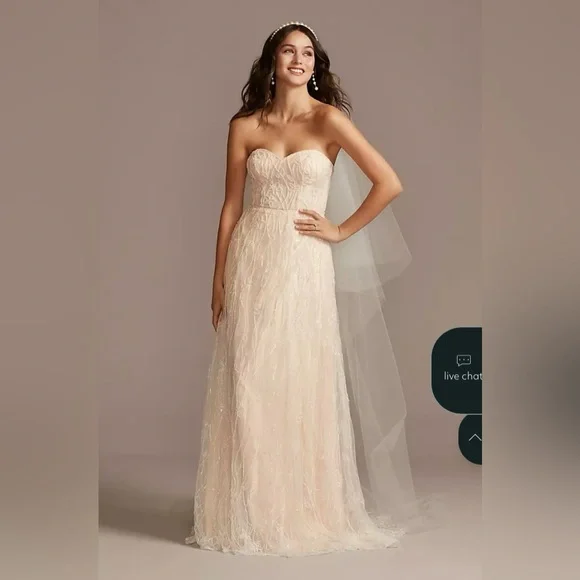 Romantic Melissa Sweet Floral Beaded Wedding Dress - Picture 4 of 8